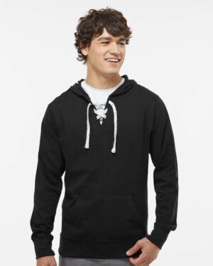 J. America Unisex Jersey Sport Lace Hooded Pullover - Image 4