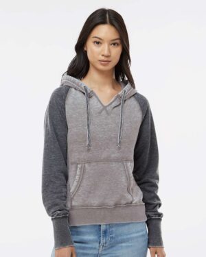 J. America Women's Zen Fleece Raglan Hooded Sweatshirt - Image 4