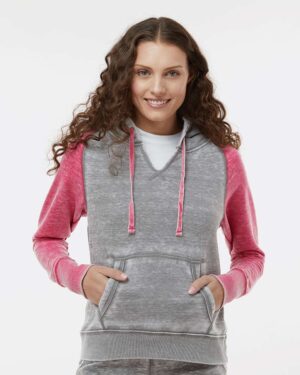 J. America Women's Zen Fleece Raglan Hooded Sweatshirt - Image 16