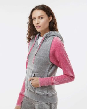 J. America Women's Zen Fleece Raglan Hooded Sweatshirt - Image 17