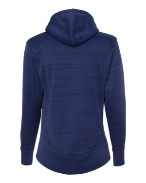 J. America Women's Odyssey Striped Performance Fleece Lapover Hooded Sweatshirt - Image 5