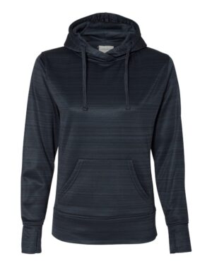J. America Women's Odyssey Striped Performance Fleece Lapover Hooded Sweatshirt - Image 3