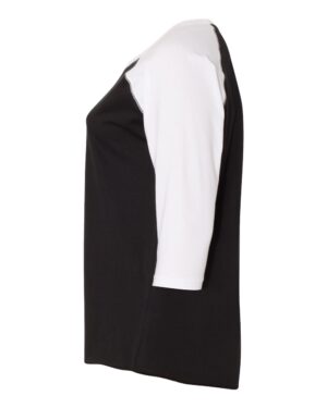 LAT Women's Curvy Collection Baseball Three-Quarter Sleeve Tee - Image 3