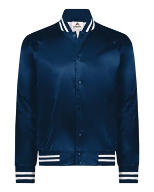 Augusta Sportswear Unisex Satin Baseball Jacket Striped Trim - Image 4