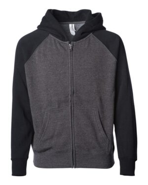 Independent Trading Co. Youth Lightweight Special Blend Raglan Zip Hood - Image 4