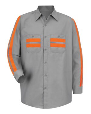 Red Kap Men's Industrial Enhanced-Visibility Long Sleeve Work Shirt - Image 3