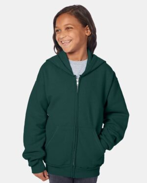 Hanes Youth EcoSmart® Full-Zip Hooded Sweatshirt - Image 8