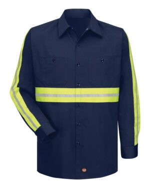Red Kap Men's Enhanced Visibility Long Sleeve Cotton Work Shirt - Image 3