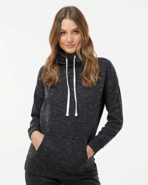 J. America Women’s Mélange Fleece Cowl Neck Sweatshirt - Image 4