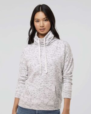 J. America Women’s Mélange Fleece Cowl Neck Sweatshirt - Image 13