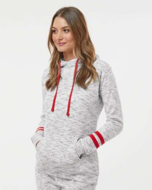 J. America Women’s Mélange Fleece Striped-Sleeve Hooded Sweatshirt - Image 17