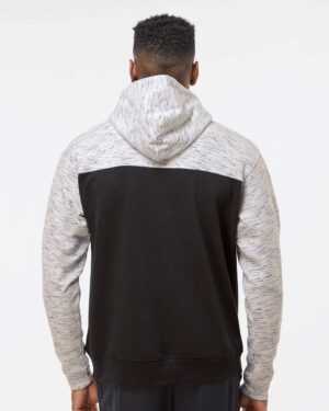 J. America Men's Mélange Fleece Colorblocked Hooded Sweatshirt - Image 6