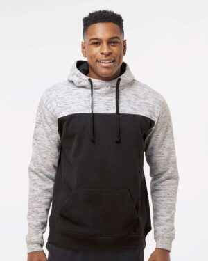 J. America Men's Mélange Fleece Colorblocked Hooded Sweatshirt - Image 4
