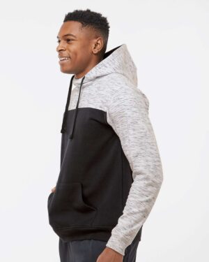 J. America Men's Mélange Fleece Colorblocked Hooded Sweatshirt - Image 5