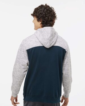 J. America Men's Mélange Fleece Colorblocked Hooded Sweatshirt - Image 12