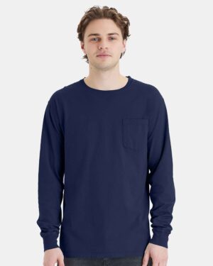 ComfortWash by Hanes Unisex Garment-Dyed Long Sleeve T-Shirt With a Pocket - Image 46