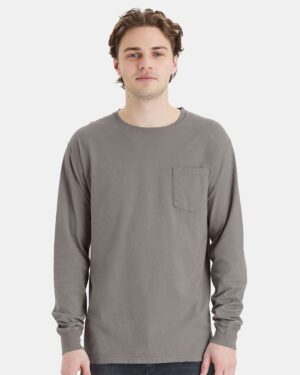 ComfortWash by Hanes Unisex Garment-Dyed Long Sleeve T-Shirt With a Pocket - Image 14
