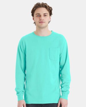 ComfortWash by Hanes Unisex Garment-Dyed Long Sleeve T-Shirt With a Pocket - Image 40