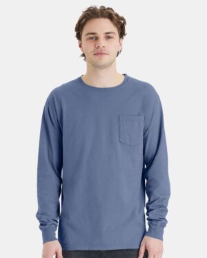 ComfortWash by Hanes Unisex Garment-Dyed Long Sleeve T-Shirt With a Pocket - Image 58