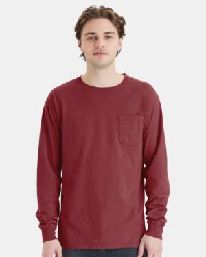 ComfortWash by Hanes Unisex Garment-Dyed Long Sleeve T-Shirt With a Pocket - Image 8