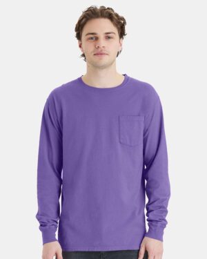 ComfortWash by Hanes Unisex Garment-Dyed Long Sleeve T-Shirt With a Pocket - Image 34