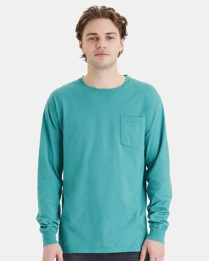 ComfortWash by Hanes Unisex Garment-Dyed Long Sleeve T-Shirt With a Pocket - Image 62