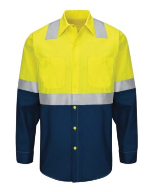 Red Kap Men's Enhanced & Hi-Visibility Long Sleeve Work Shirt - Image 7