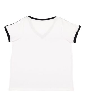LAT Women's Curvy Retro Ringer Premium Jersey V-Neck Tee - Image 12
