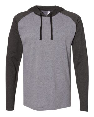 LAT Men's Fine Jersey Hooded Long Sleeve Raglan T-Shirt - Image 5