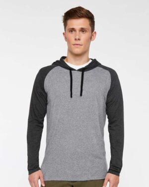 LAT Men's Fine Jersey Hooded Long Sleeve Raglan T-Shirt - Image 8