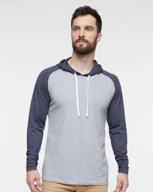 LAT Men's Fine Jersey Hooded Long Sleeve Raglan T-Shirt - Image 21