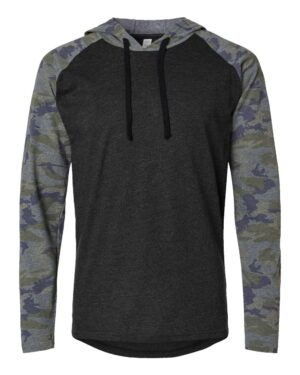 LAT Men's Fine Jersey Hooded Long Sleeve Raglan T-Shirt - Image 24