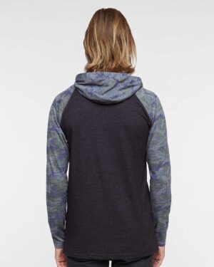 LAT Men's Fine Jersey Hooded Long Sleeve Raglan T-Shirt - Image 29