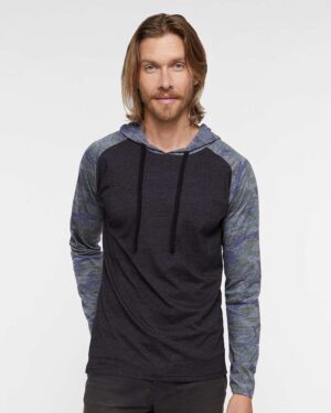 LAT Men's Fine Jersey Hooded Long Sleeve Raglan T-Shirt - Image 27