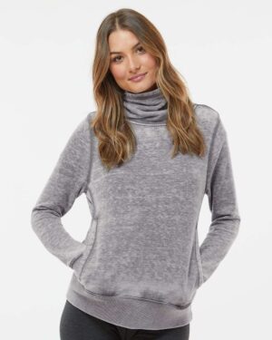 J. America Women’s Zen Fleece Cowl Neck Sweatshirt - Image 4