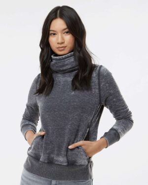 J. America Women’s Zen Fleece Cowl Neck Sweatshirt - Image 10