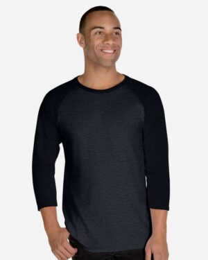 JERZEES Premium Blend Ringspun Three-Quarter Sleeve Raglan Baseball T-Shirt - Image 4
