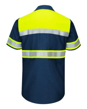 Red Kap Men's Tall Hi-Visibility Colorblock Ripstop Short Sleeve Work Shirt - Image 4
