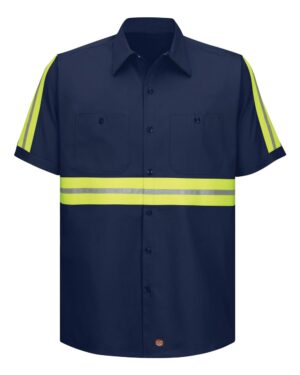 Red Kap Men's Tall Enhanced Visibility Short Sleeve Cotton Work Shirt - Image 3