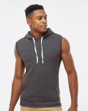 J. America Men's Triblend Sleeveless Hooded Sweatshirt - Image 4