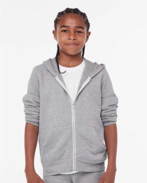 BELLA + CANVAS Youth Sponge Fleece Full-Zip Hoodie Sweatshirt - Image 4
