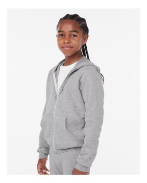 BELLA + CANVAS Youth Sponge Fleece Full-Zip Hoodie Sweatshirt - Image 5