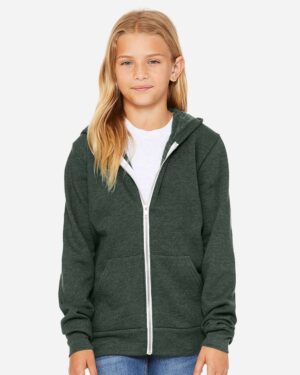 BELLA + CANVAS Youth Sponge Fleece Full-Zip Hoodie Sweatshirt - Image 16