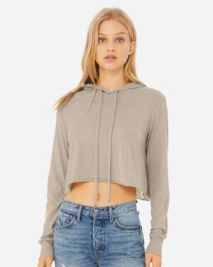 BELLA + CANVAS Women’s Triblend Crop Long Sleeve Hoodie Tee - Image 13