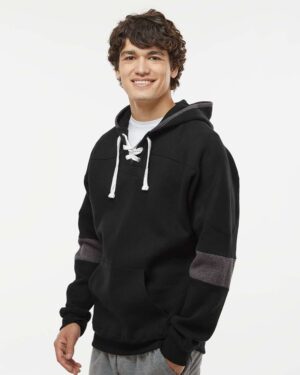 J. America Men's Sport Lace Colorblocked Fleece Hooded Sweatshirt - Image 5