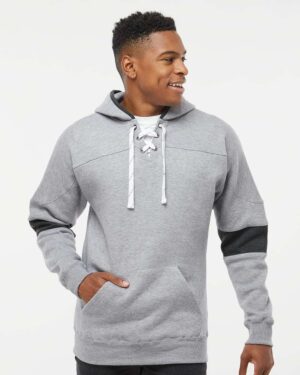 J. America Men's Sport Lace Colorblocked Fleece Hooded Sweatshirt - Image 16