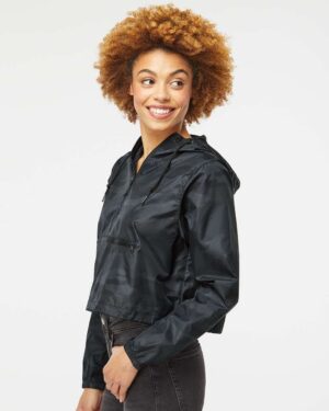 Independent Trading Co. Women's Lightweight Quarter-Zip Pullover Crop Windbreaker - Image 11