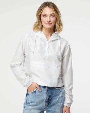 Independent Trading Co. Women's Lightweight Quarter-Zip Pullover Crop Windbreaker - Image 22