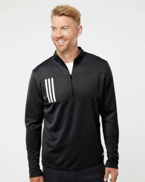 Adidas Men's 3-Stripes Double-Knit Quarter-Zip Pullover - Image 4