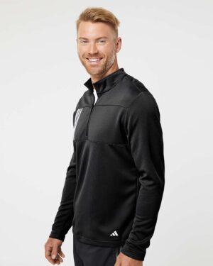 Adidas Men's 3-Stripes Double-Knit Quarter-Zip Pullover - Image 5